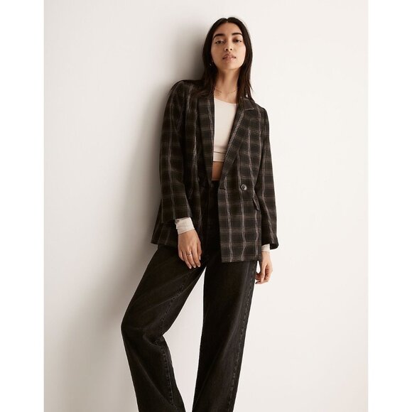 Madewell NH898 The Caldwell Double-Breasted Blazer in Seaton Plaid - Picture 3 of 8